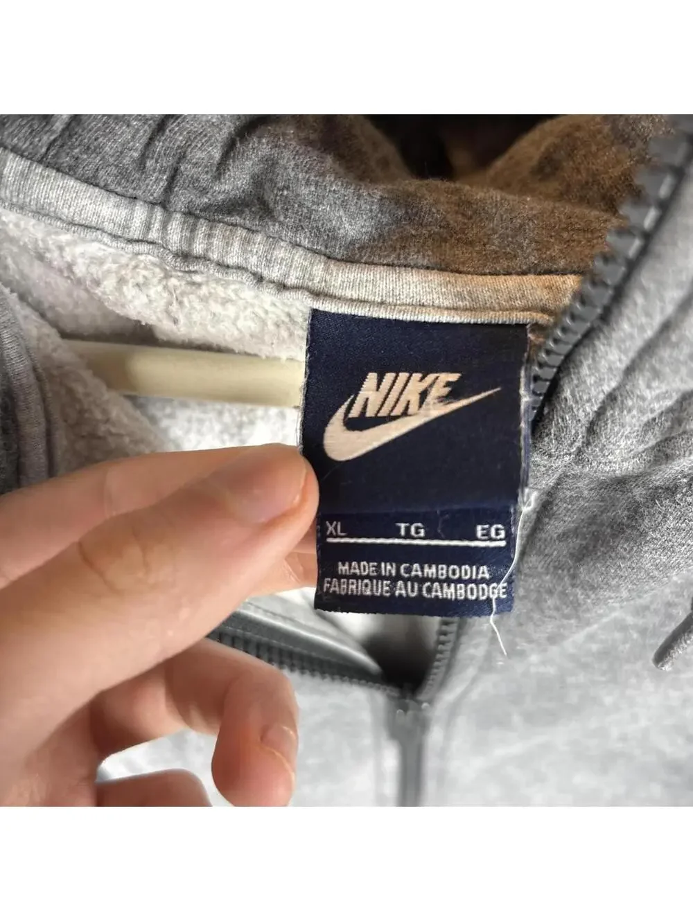 Vintage Y2K Nike Swoosh Full Zip Fleece Hoodie Mens XL Heather Gray